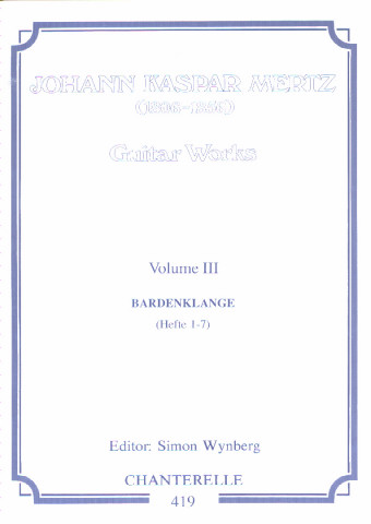 MERTZ J. K. (1806-1856 Eslovaquia)<br><br>Obras para guitarra Vol. 3<br>Bardenklange Op 13 (Hefte 1-7)