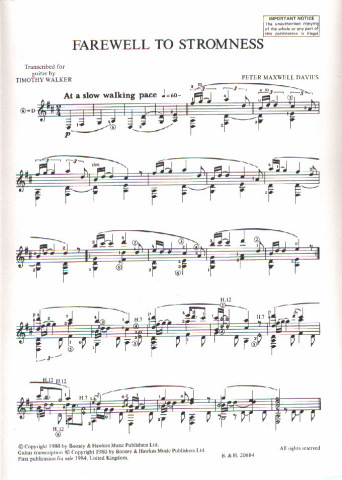 MAXWELL DAVIES Peter (1934- Inglaterra)<br><br>Farewell to Stromness